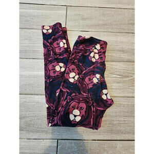 Lularoe Tween Leggings Purple Lion Print Soft Stretch Animal Graphic